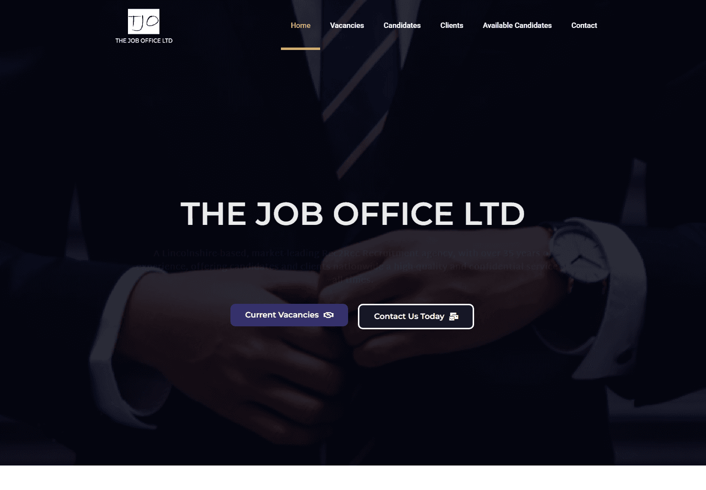 The Job Office desktop homepage