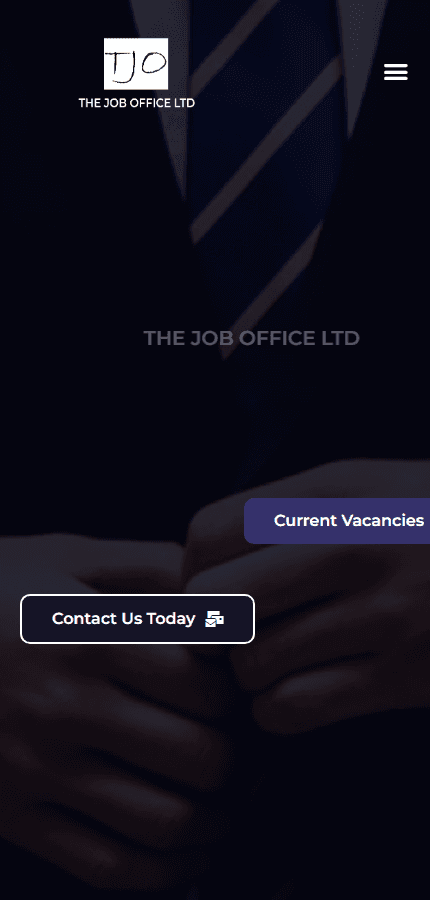 The Job Office mobile homepage